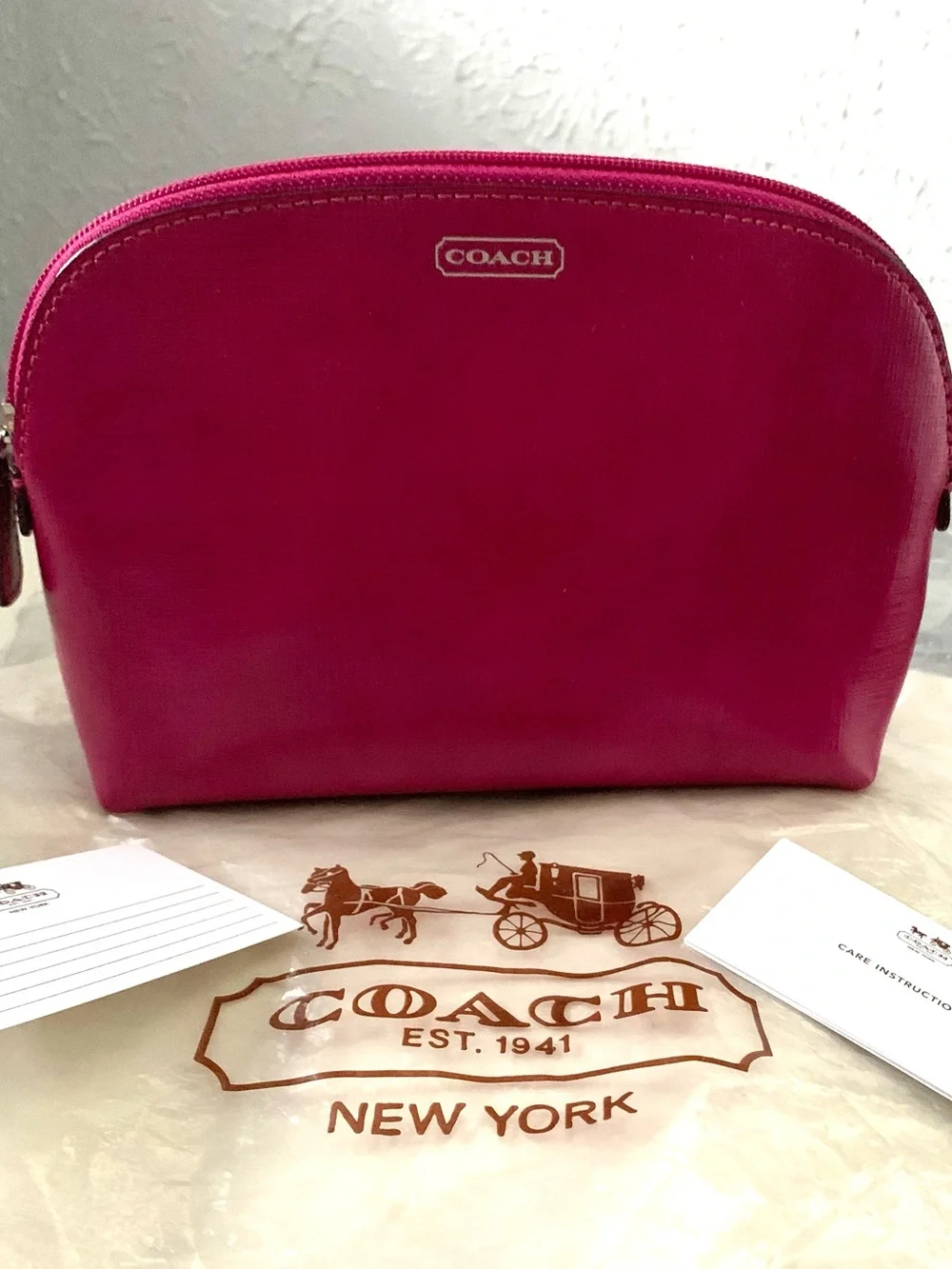 NEW! Coach Pink Leather Cosmetic Pouch or Clutch